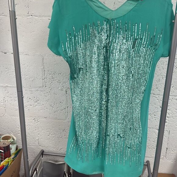 Teal Sequin Embellished Dress - Like New - Size Medium - Picture 4 of 5